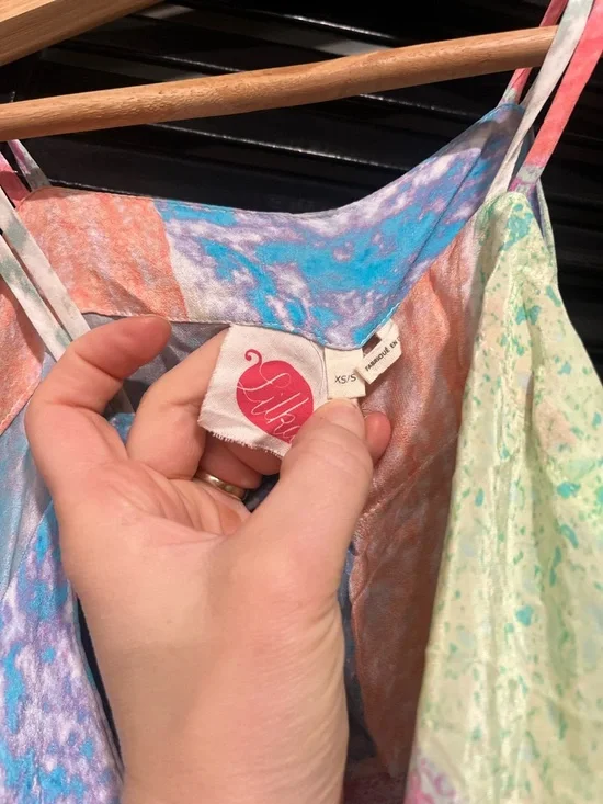 Anthropologie Lilka Annette Rainbow Handkerchief Watercolor Maxi Dress XS/S - Picture 5 of 6